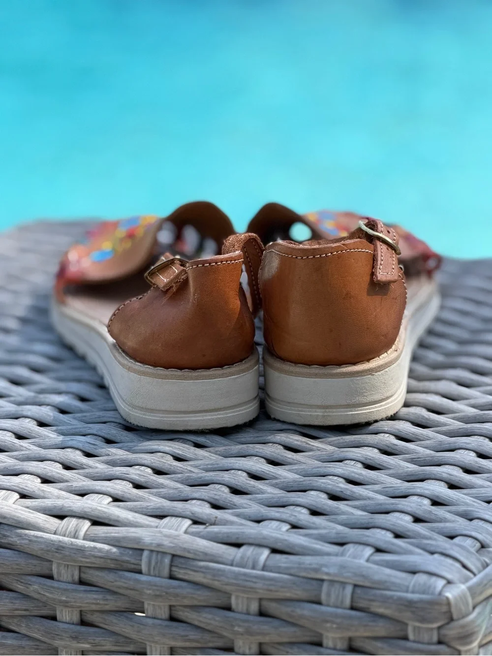 Women’s Tan Embroidered Leather Flats